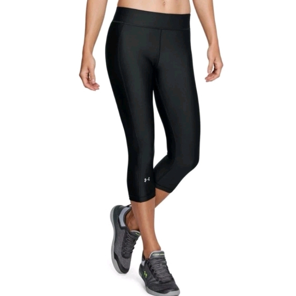 Under Armour Pants Womens Capri Compression Leggings Black Size Large